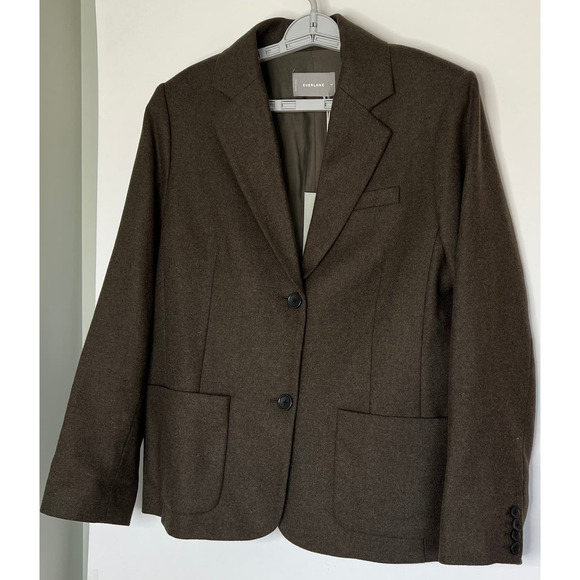 Everlane Women Size 14 NWT Green Brown Wool Blend Blazer - Picture 4 of 15